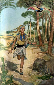 Qamar al-Zaman, illustration by Rene Bull